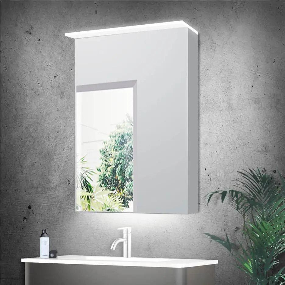 خزانة حمام LAMC011 بمرآة مع مصابيح ليد