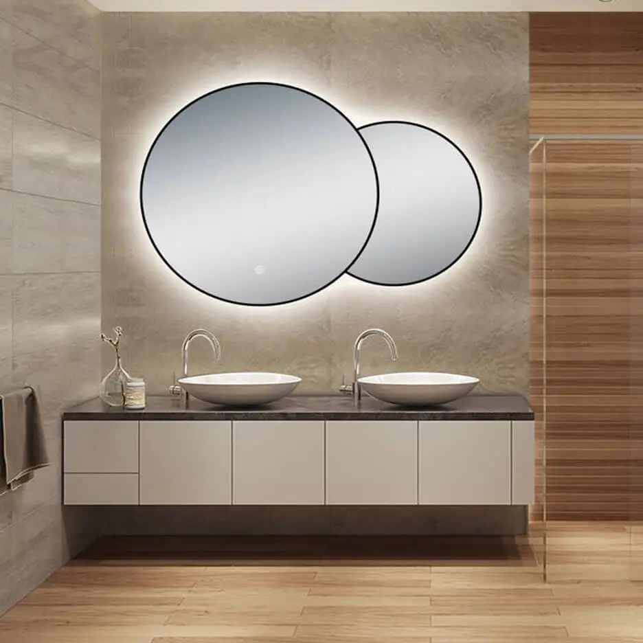 LAM032 مرآة حمام ليد بإطار زجاجي مخصص