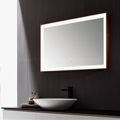 مرآة حمام حديثة بإطار ذهبي وردي من LAM016