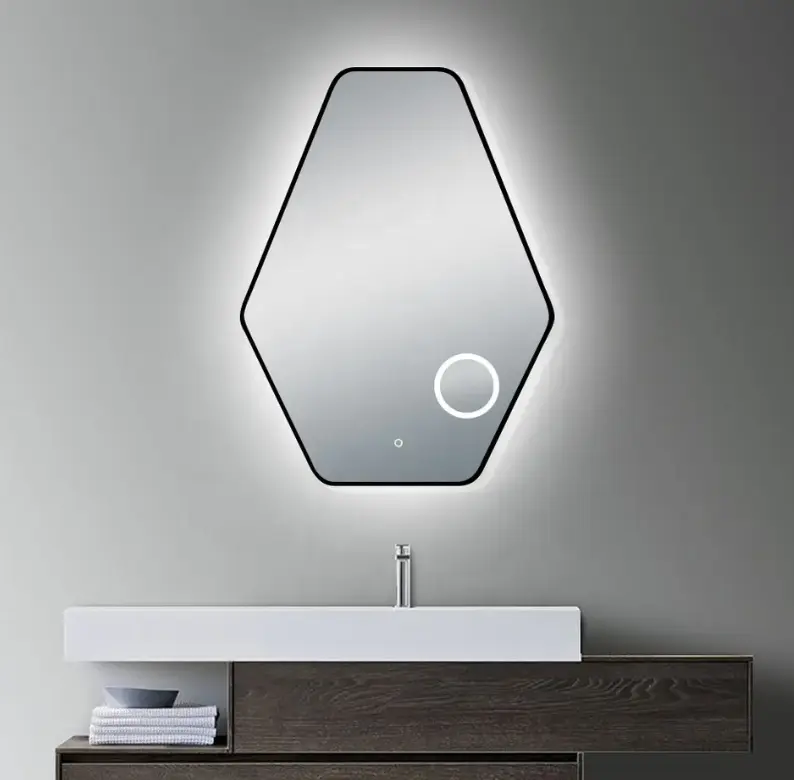 مرآة حمام Led سوداء مستديرة LAM014
